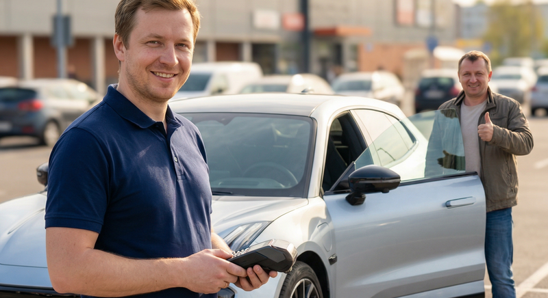 Довольный клиент с мастером